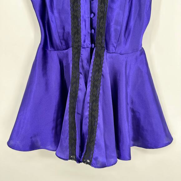 Victoria’s Secret 90’s Vintage Gold Label Satin Slip Dress Teddy Lace Nightgown - Picture 4 of 8